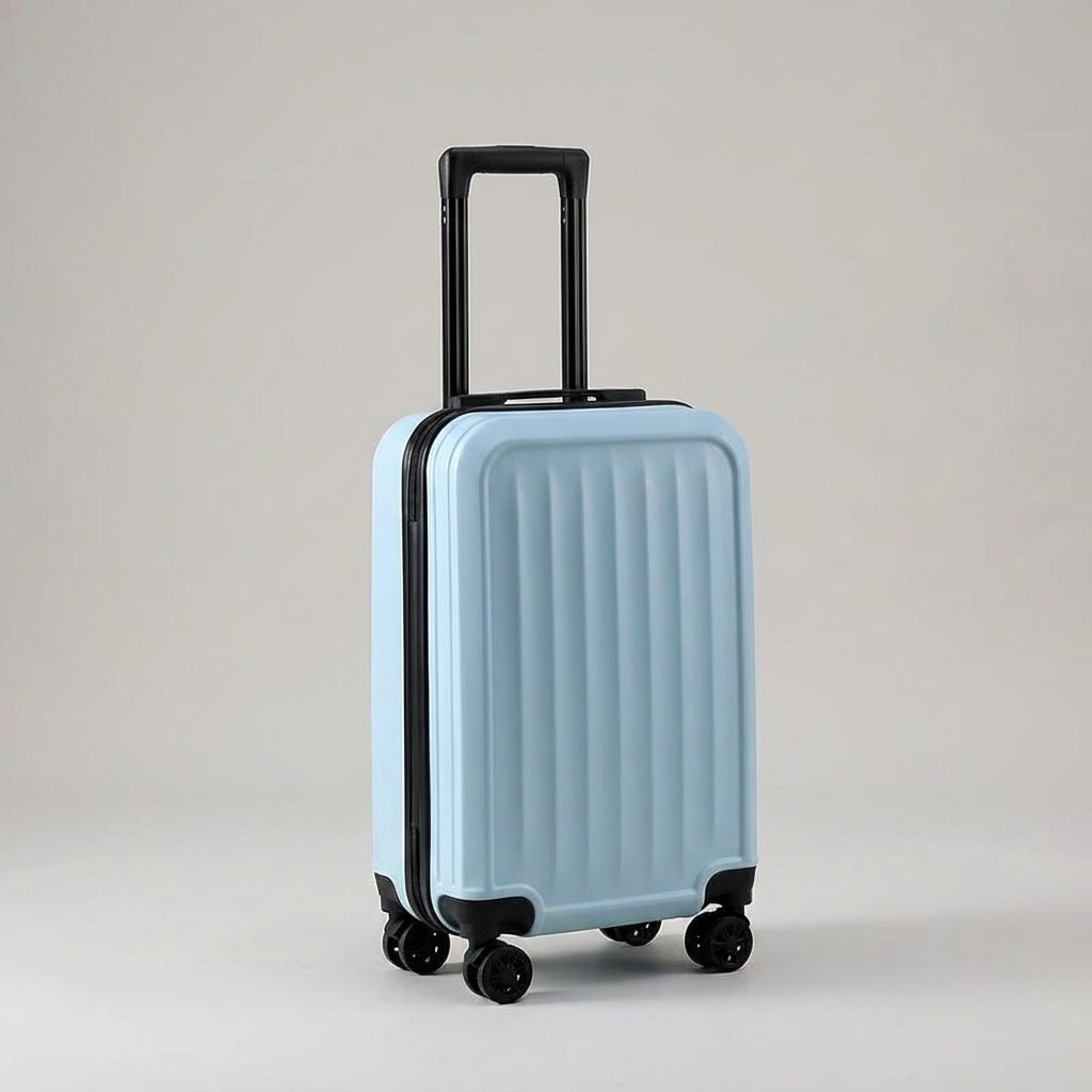 Ribbed suitcase with 360° spinner wheels and combination lock, made of durable ABS material, perfect for carry-on travel. 2