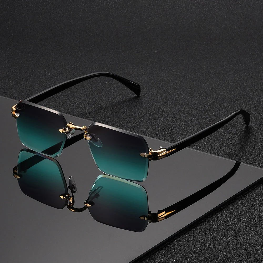 Rimless square glasses for men featuring a lightweight frame, minimalist design, and modern style, perfect for everyday wear and fashion-forward looks. 0