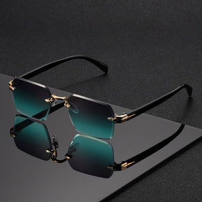 Rimless square glasses for men featuring a lightweight frame, minimalist design, and modern style, perfect for everyday wear and fashion-forward looks. 1