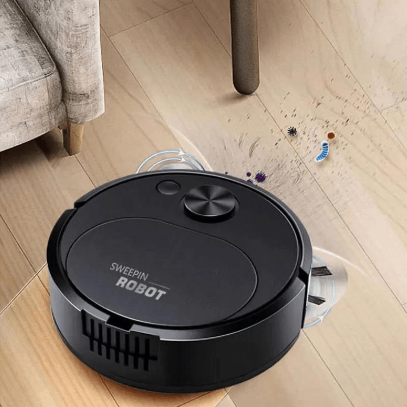 Robot vacuum and mop with 3-in-1 functionality, featuring a compact design for effortless cleaning on various surfaces. 4