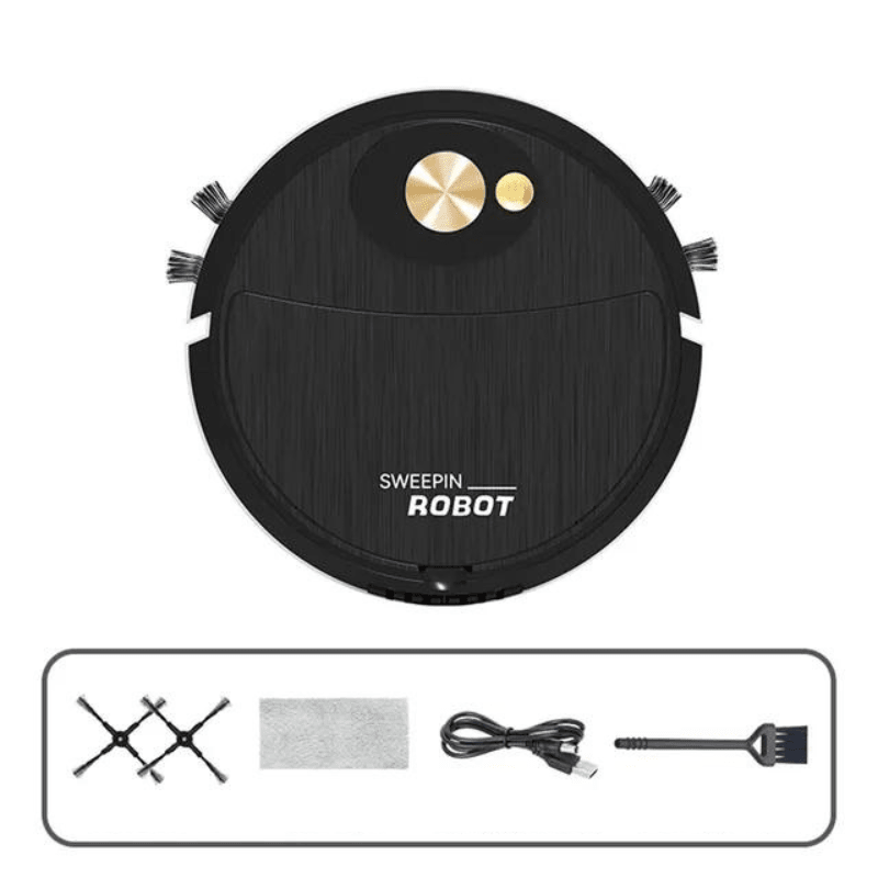 Robot vacuum and mop with 3-in-1 functionality, featuring a compact design for effortless cleaning on various surfaces. 2