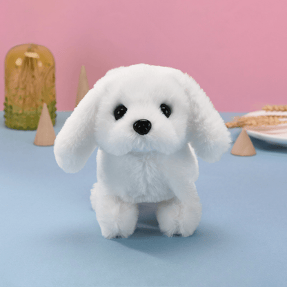 Robotic puppy toy with lifelike movements in brown and white, measuring 30cm, designed as a realistic interactive companion for children and pet lovers. 2