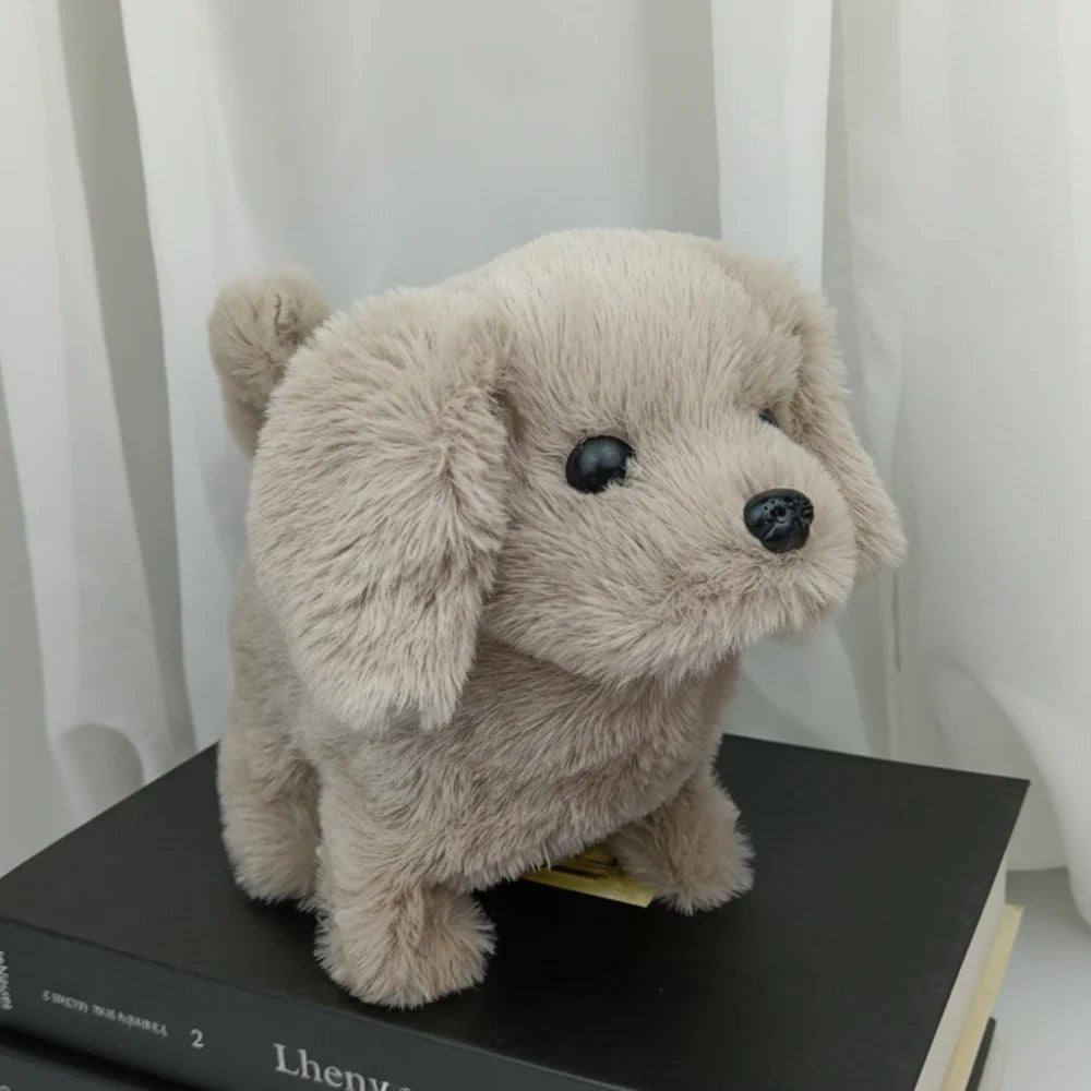 Robotic puppy toy with lifelike movements in brown and white, measuring 30cm, designed as a realistic interactive companion for children and pet lovers. 3