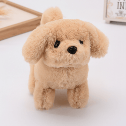 Robotic puppy toy with lifelike movements in brown and white, measuring 30cm, designed as a realistic interactive companion for children and pet lovers. 1