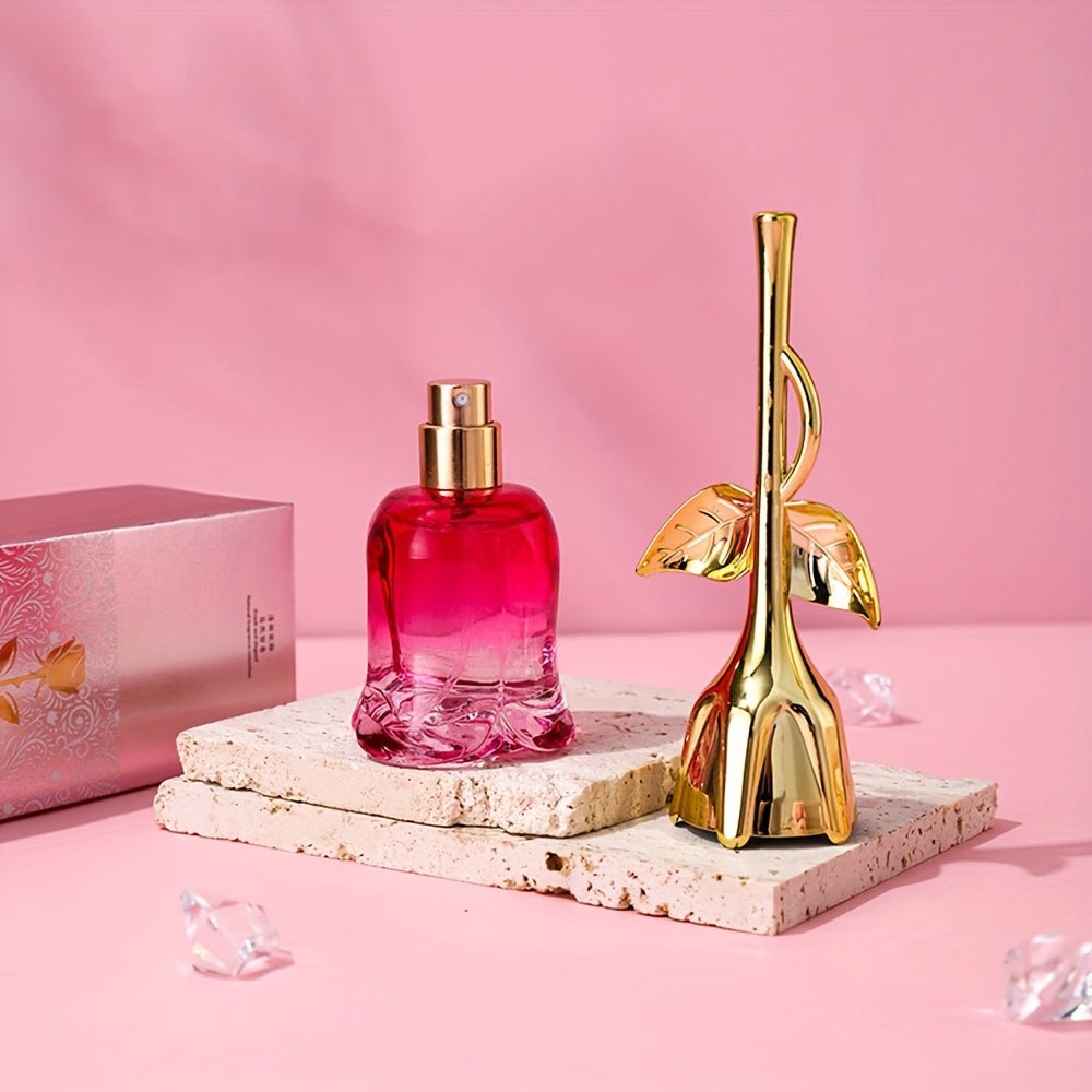 Rose Floral Perfume bottle with elegant design, showcasing a light and lasting fragrance perfect for everyday wear. 4