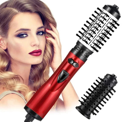 Rotating Hair Dryer Styler with Adjustable Temperature and Ionic Technology, featuring a 2-in-1 volumizing brush design for effortless styling and enhanced shine 0