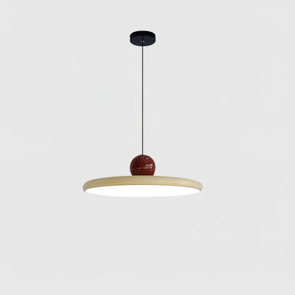 Round pendant light featuring an adjustable cable and integrated LED, showcasing a sleek modern metal and acrylic design, perfect for illuminating kitchen islands. 9