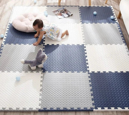 Safe Foam Baby Play Mat featuring a shock-absorbing puzzle design for sensory stimulation, measuring 120 x 90 cm, suitable for all genders. 1