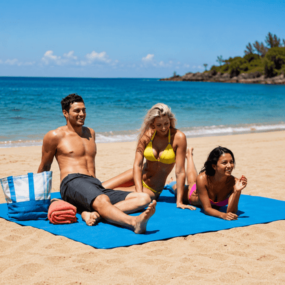 Sand-free beach mat made from moisture-resistant fabric, designed for outdoor use at the beach or picnics, available in multiple sizes, lightweight and easy 8