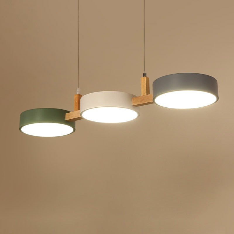 Scandinavian hanging lamp featuring a modern minimalist design with metal and wood accents, perfect for stylish home décor. 5