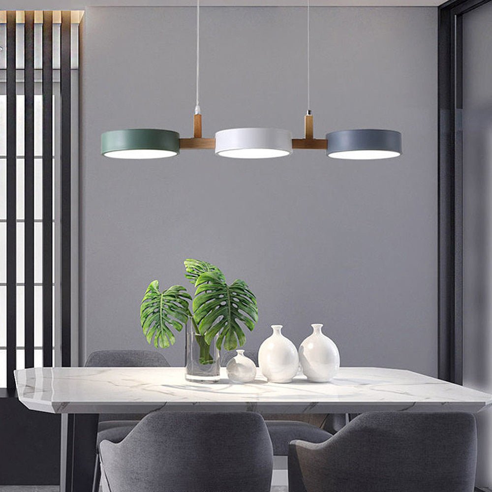 Scandinavian hanging lamp featuring a modern minimalist design with metal and wood accents, perfect for stylish home décor. 2