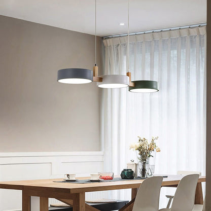 Scandinavian hanging lamp featuring a modern minimalist design with metal and wood accents, perfect for stylish home décor. 3