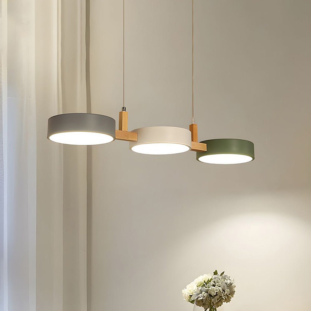 Scandinavian hanging lamp featuring a modern minimalist design with metal and wood accents, perfect for stylish home décor. 1