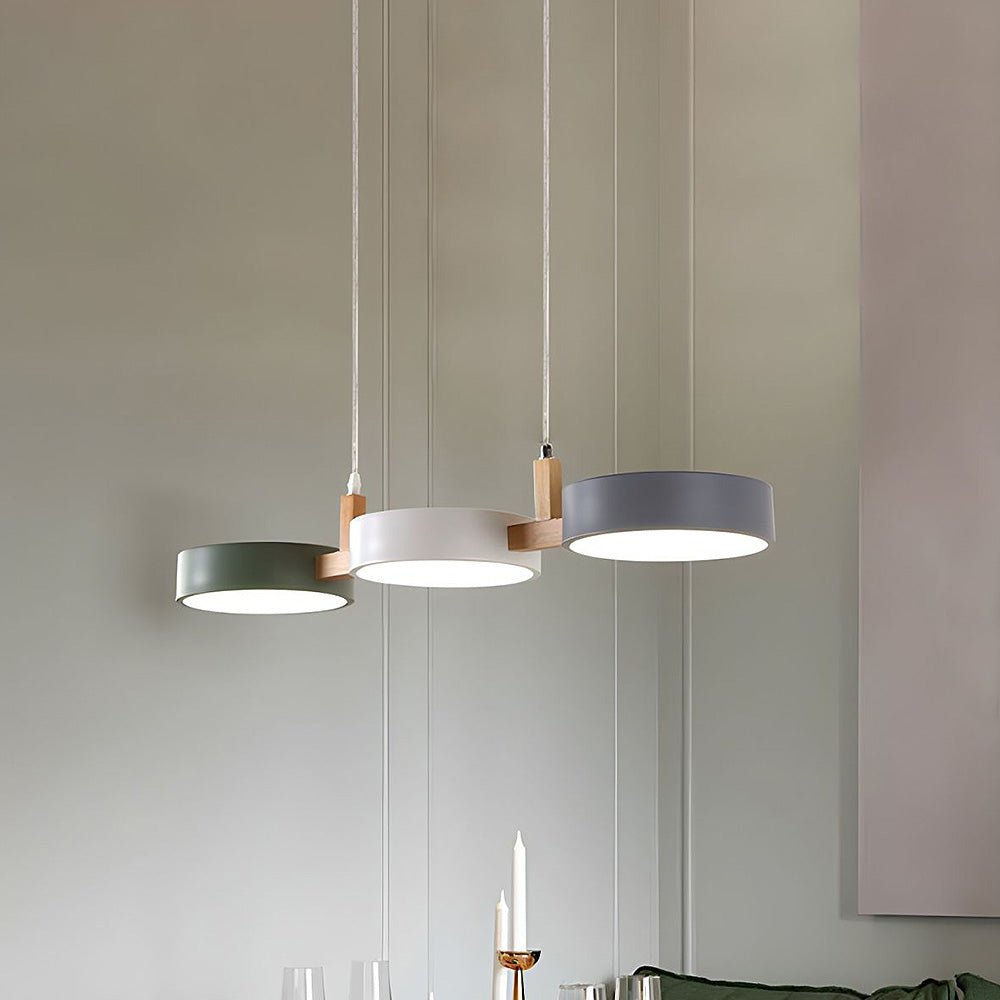 Scandinavian hanging lamp featuring a modern minimalist design with metal and wood accents, perfect for stylish home décor. 4