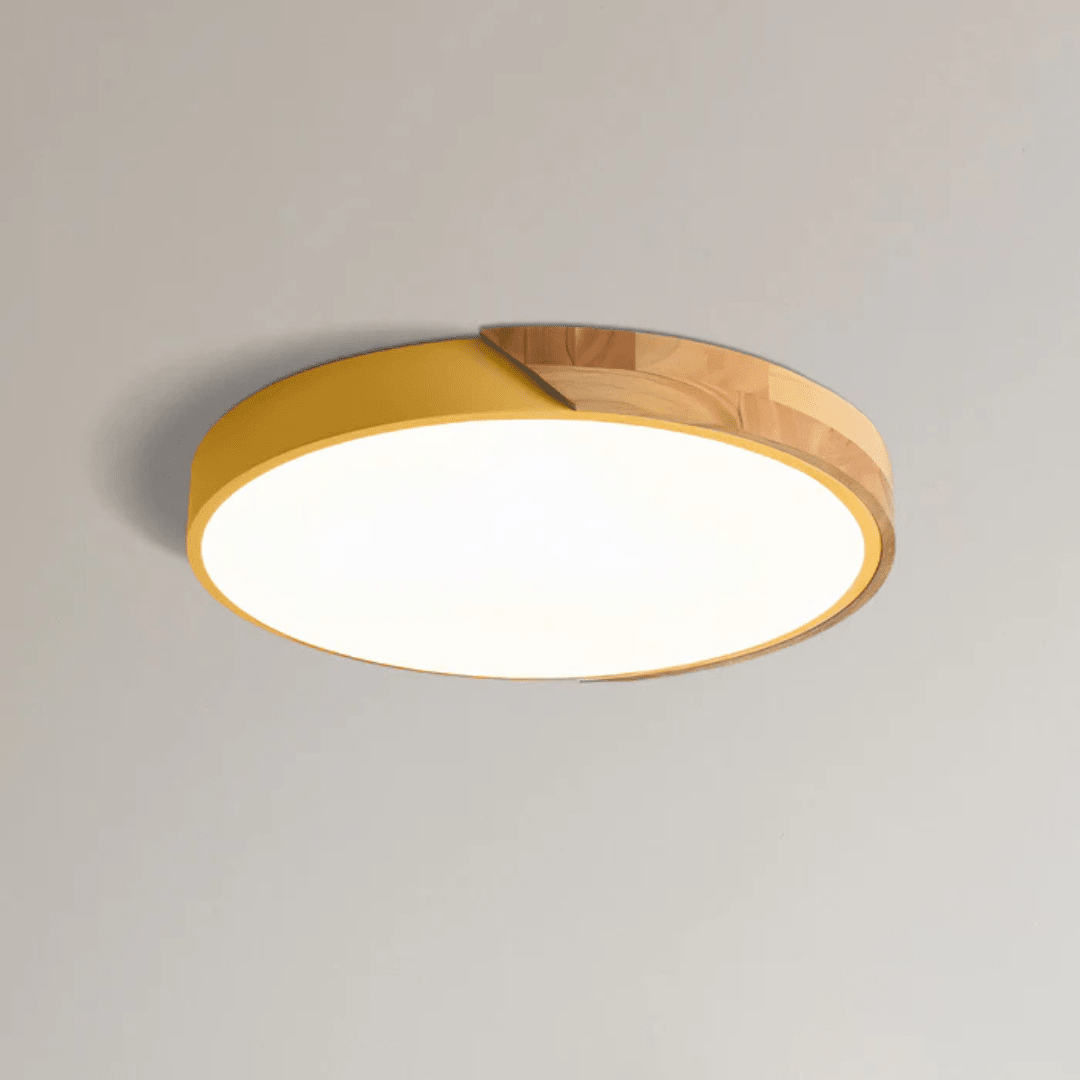Scandinavian LED ceiling lamp featuring a minimalist design, crafted with a combination of wood and metal, perfect for modern home decor and flush mounting. 13