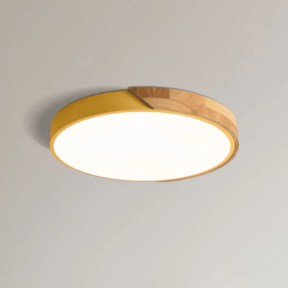 Scandinavian LED ceiling lamp featuring a minimalist design, crafted with a combination of wood and metal, perfect for modern home decor and flush mounting. 13