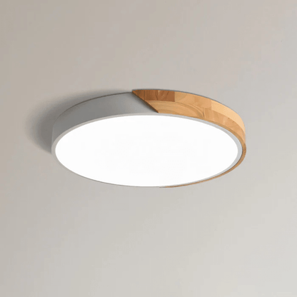 Scandinavian LED ceiling lamp featuring a minimalist design, crafted with a combination of wood and metal, perfect for modern home decor and flush mounting. 18