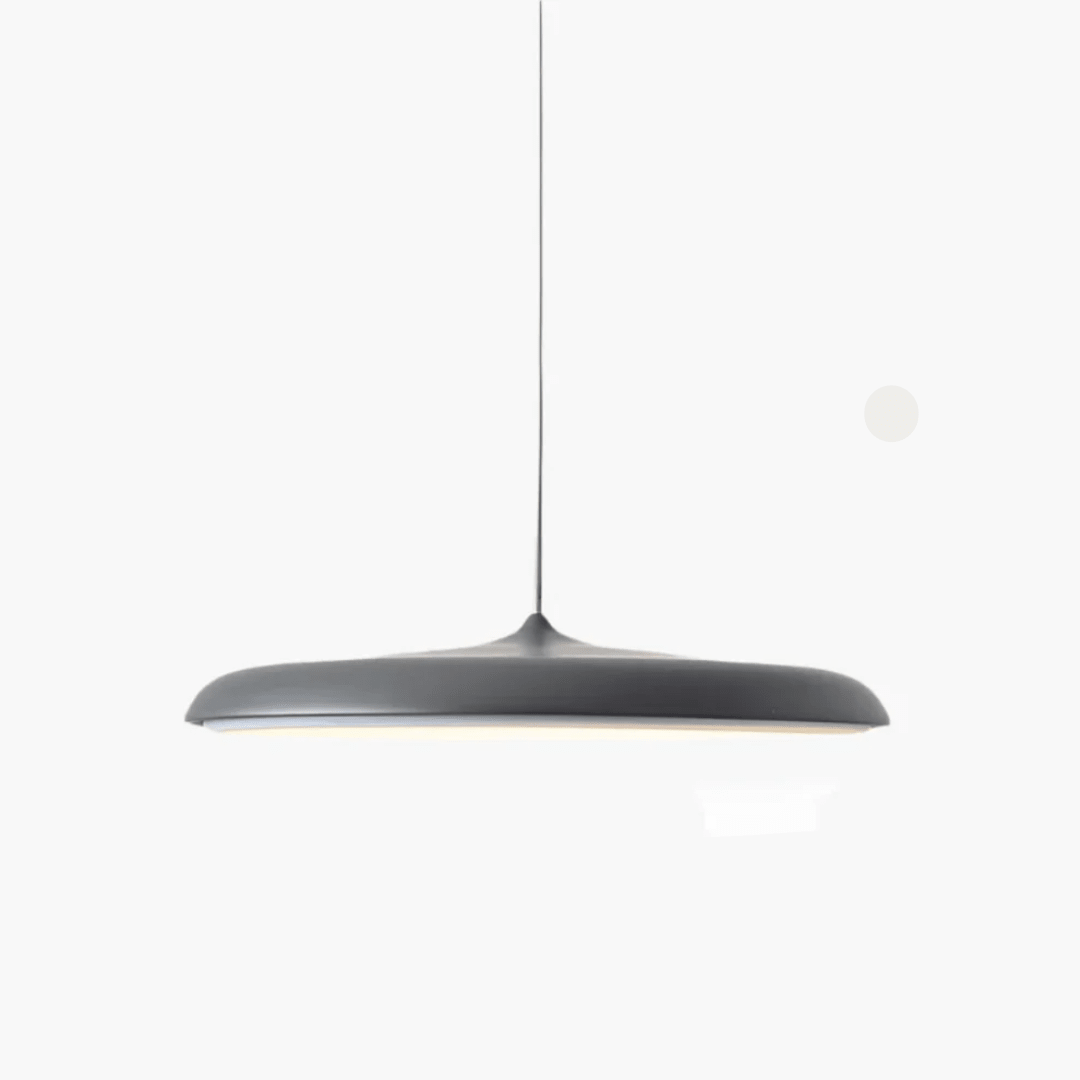 Scandinavian LED pendant light designed for dining tables, featuring a minimalist style and warm white illumination for a cozy atmosphere. 4
