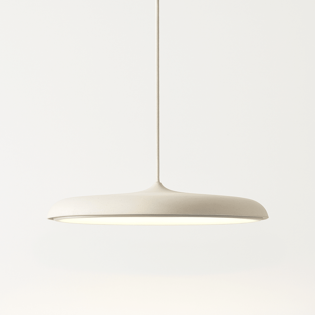 Scandinavian LED pendant light designed for dining tables, featuring a minimalist style and warm white illumination for a cozy atmosphere. 0