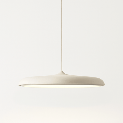 Scandinavian LED pendant light designed for dining tables, featuring a minimalist style and warm white illumination for a cozy atmosphere. 0