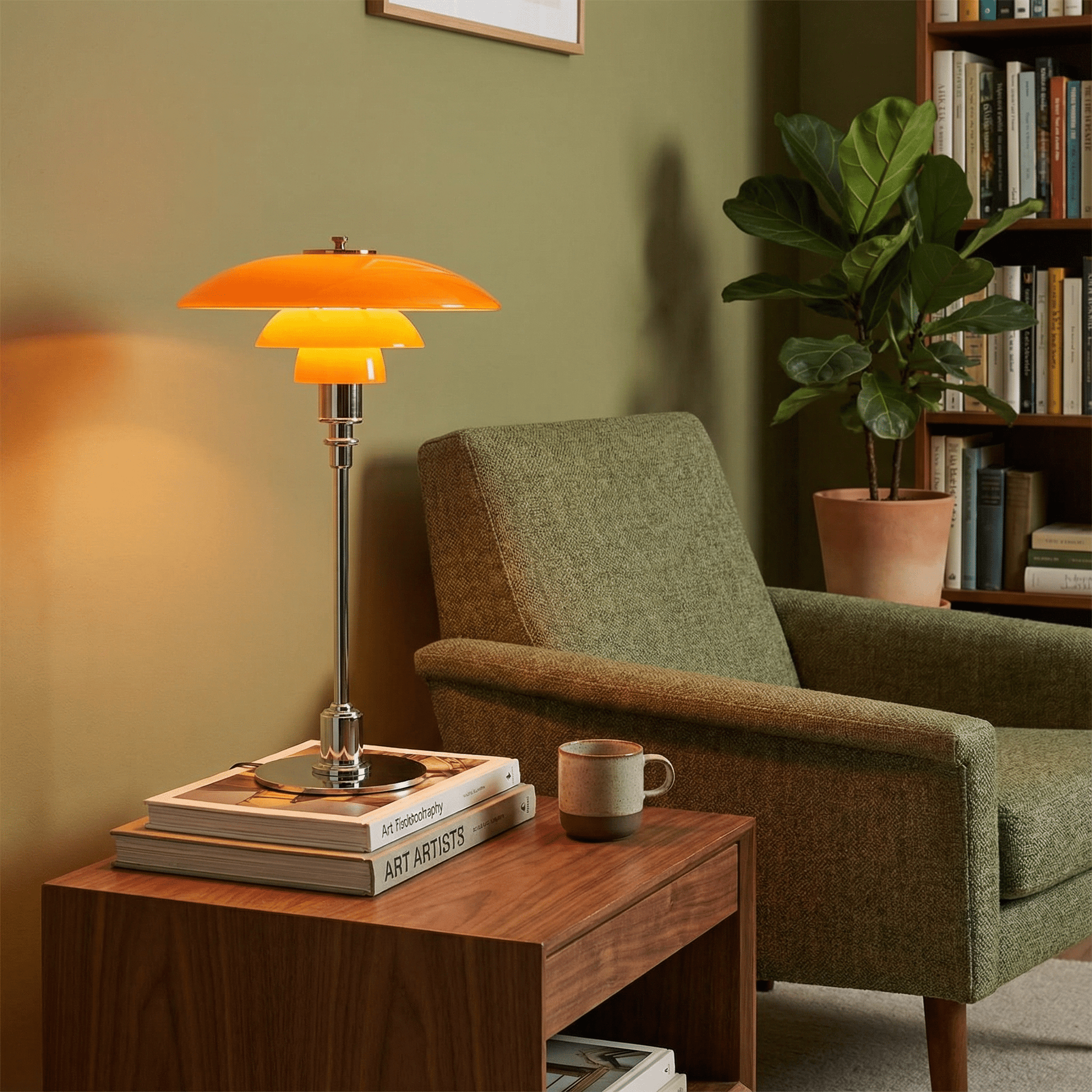 Scandinavian table lamp featuring a minimalist iron and glass design, 28cm diameter, with adjustable dimmable LED lighting for a cozy ambiance. 6
