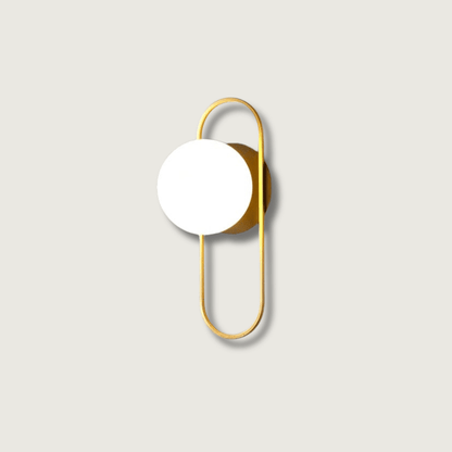 Scandinavian wall lamp featuring a modern minimalist design in gold and black with dimmable LED lighting for adjustable ambiance. 1