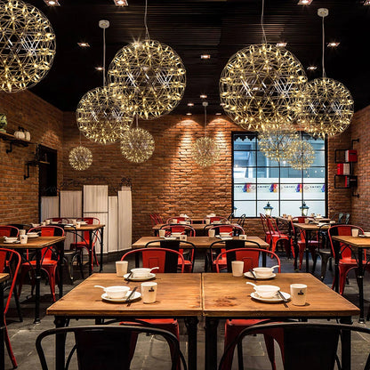 Sculptural pendant light featuring integrated LED technology, adjustable cable, and a sleek modern stainless steel design, perfect for contemporary home decor. 5