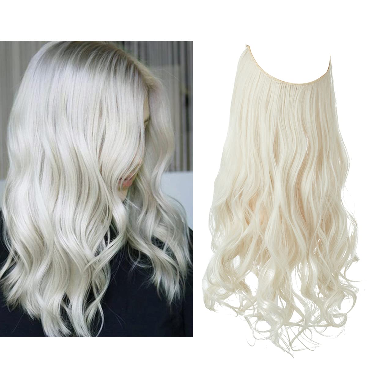Seamless hair extensions in a natural look, 50cm length, made from high-quality clip-in synthetic fiber for effortless volume and easy styling. 0