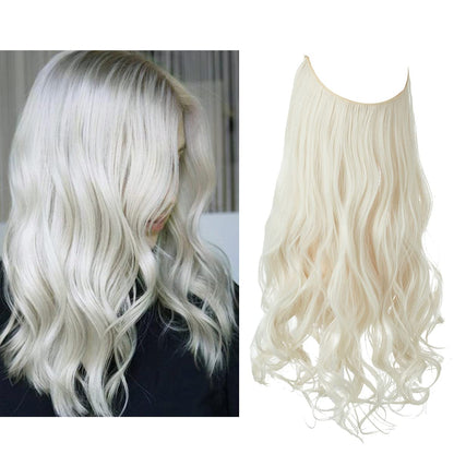Seamless hair extensions in a natural look, 50cm length, made from high-quality clip-in synthetic fiber for effortless volume and easy styling. 0