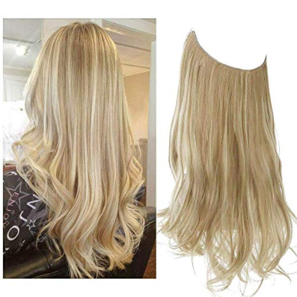 Seamless hair extensions in a natural look, 50cm length, made from high-quality clip-in synthetic fiber for effortless volume and easy styling. 2