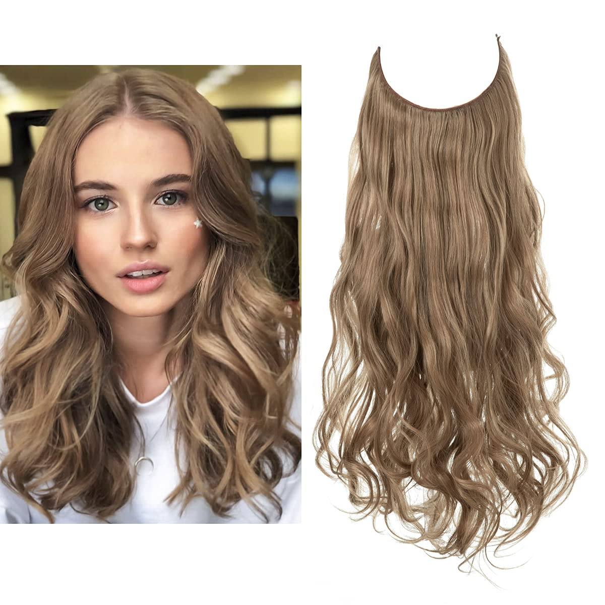 Seamless hair extensions in a natural look, 50cm length, made from high-quality clip-in synthetic fiber for effortless volume and easy styling. 1
