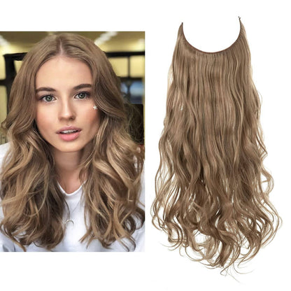 Seamless hair extensions in a natural look, 50cm length, made from high-quality clip-in synthetic fiber for effortless volume and easy styling. 1