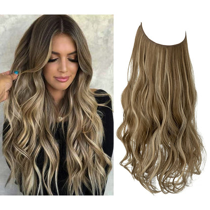 Seamless hair extensions in a natural look, 50cm length, made from high-quality clip-in synthetic fiber for effortless volume and easy styling. 26