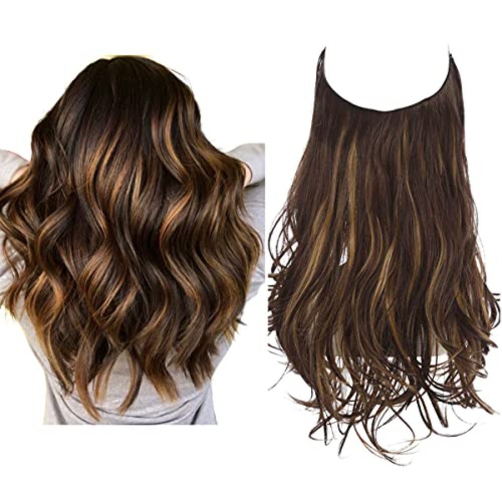 Seamless hair extensions in a natural look, 50cm length, made from high-quality clip-in synthetic fiber for effortless volume and easy styling. 12