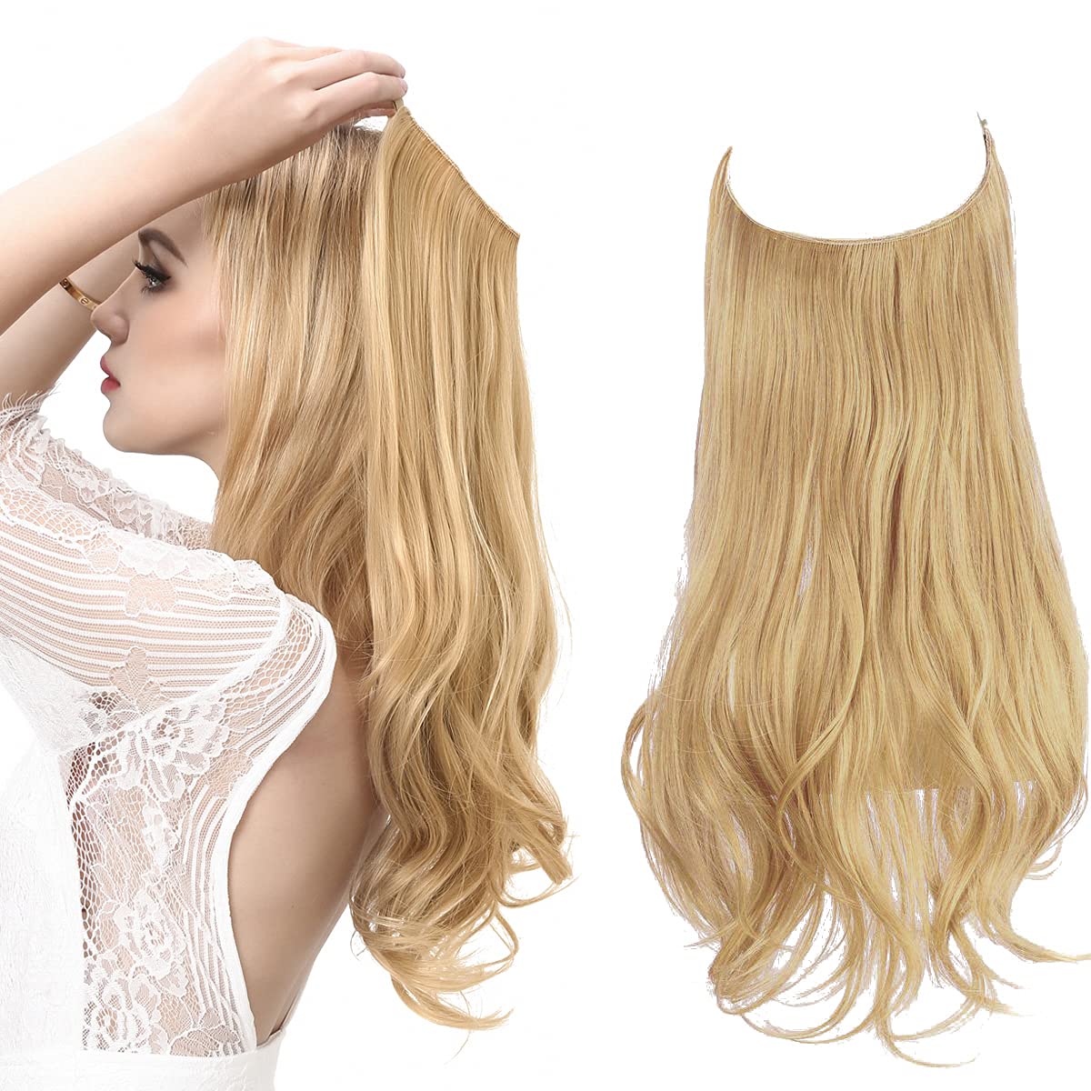 Seamless hair extensions in a natural look, 50cm length, made from high-quality clip-in synthetic fiber for effortless volume and easy styling. 8