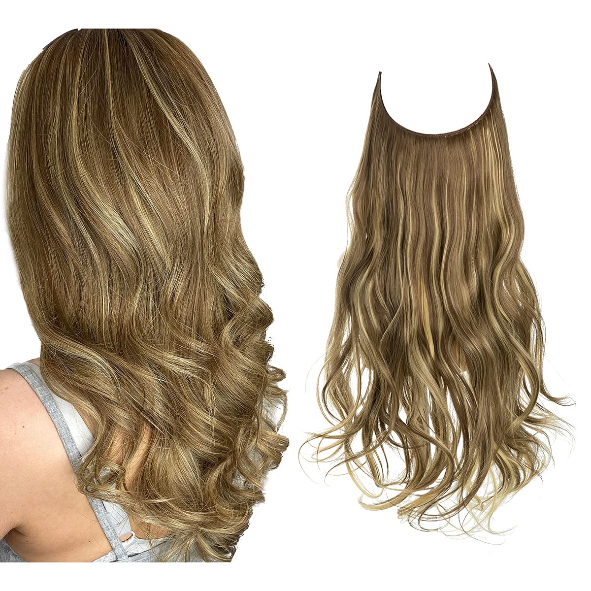 Seamless hair extensions in a natural look, 50cm length, made from high-quality clip-in synthetic fiber for effortless volume and easy styling. 5