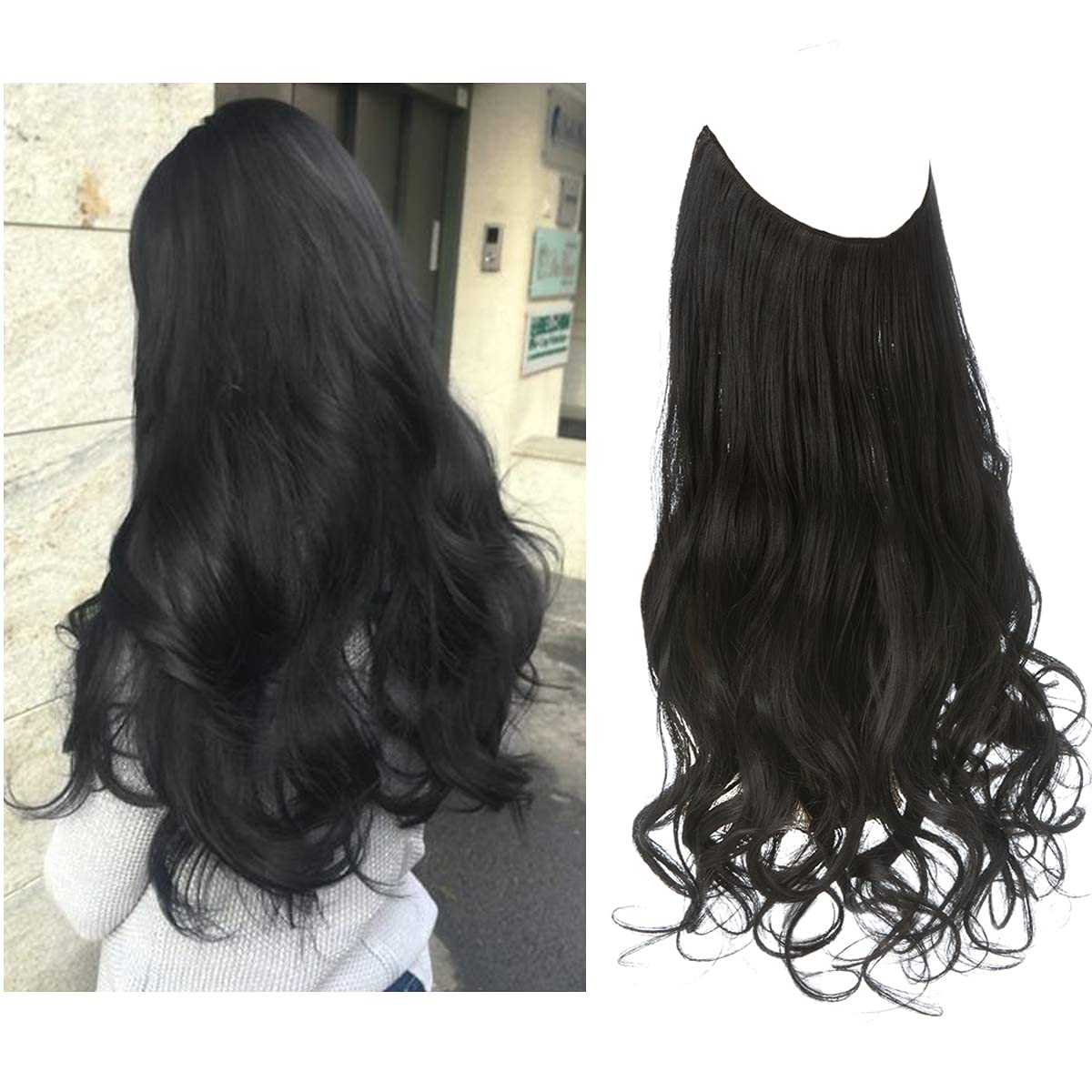 Seamless hair extensions in a natural look, 50cm length, made from high-quality clip-in synthetic fiber for effortless volume and easy styling. 28