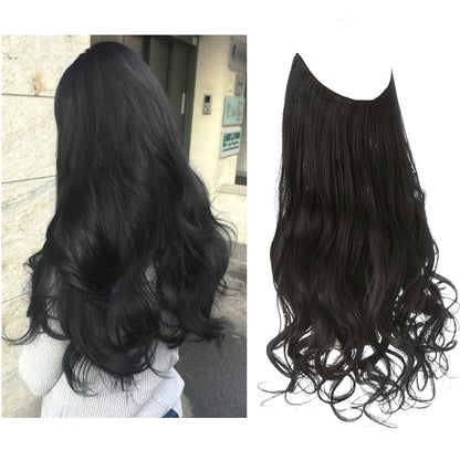 Seamless hair extensions in a natural look, 50cm length, made from high-quality clip-in synthetic fiber for effortless volume and easy styling. 28