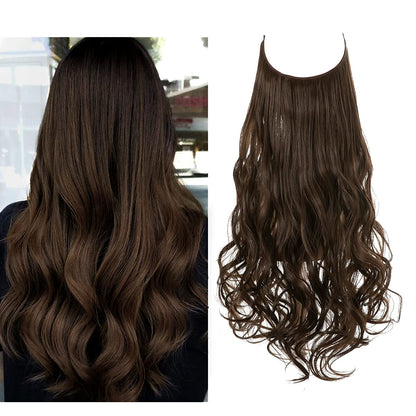 Seamless hair extensions in a natural look, 50cm length, made from high-quality clip-in synthetic fiber for effortless volume and easy styling. 15