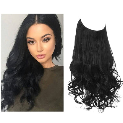 Seamless hair extensions in a natural look, 50cm length, made from high-quality clip-in synthetic fiber for effortless volume and easy styling. 22