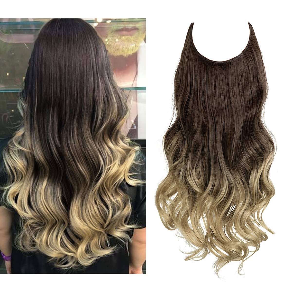 Seamless hair extensions in a natural look, 50cm length, made from high-quality clip-in synthetic fiber for effortless volume and easy styling. 19