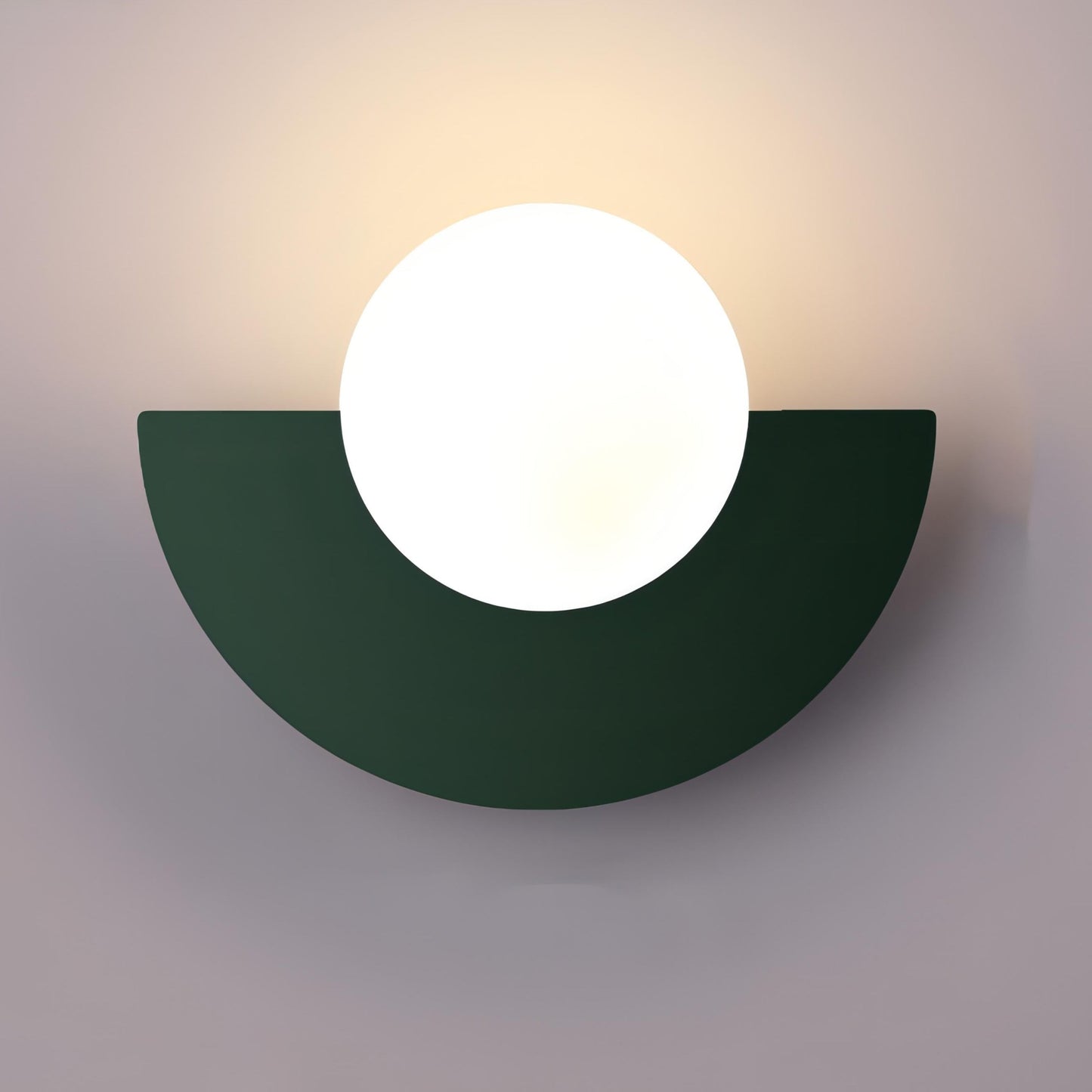 Semi-circular wall lamp featuring a modern Scandinavian design, crafted from metal and plastic, with soft light distribution for a warm ambiance. 7
