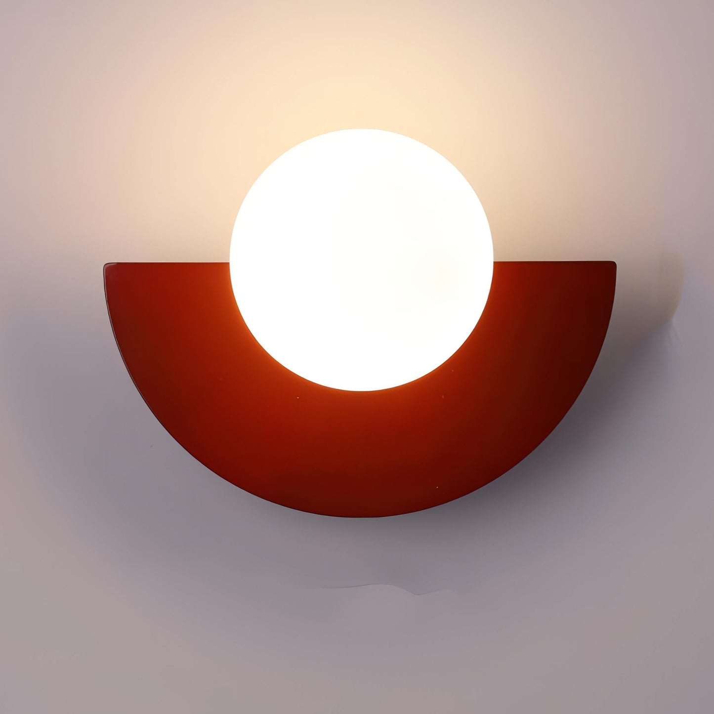 Semi-circular wall lamp featuring a modern Scandinavian design, crafted from metal and plastic, with soft light distribution for a warm ambiance. 6
