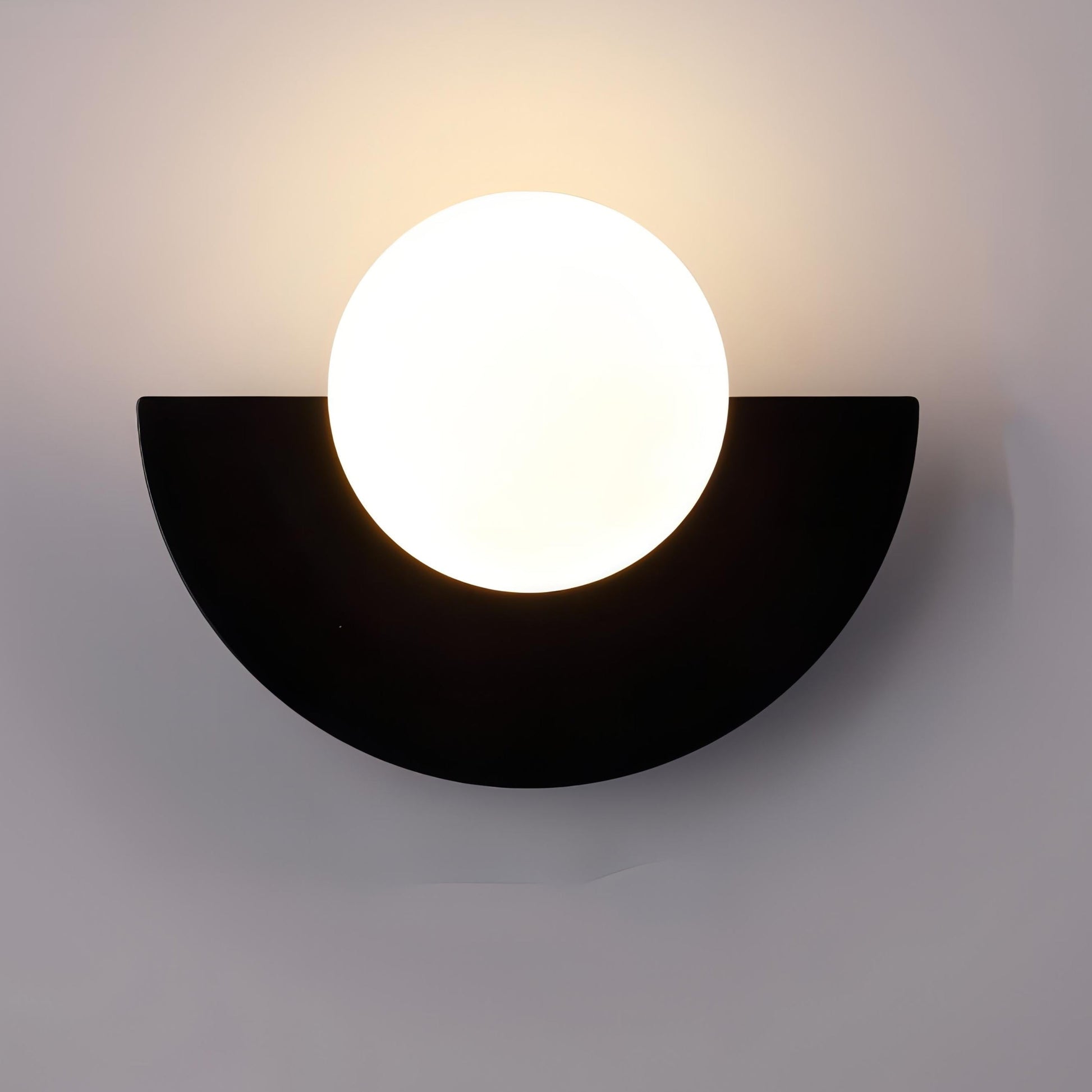 Semi-circular wall lamp featuring a modern Scandinavian design, crafted from metal and plastic, with soft light distribution for a warm ambiance. 8