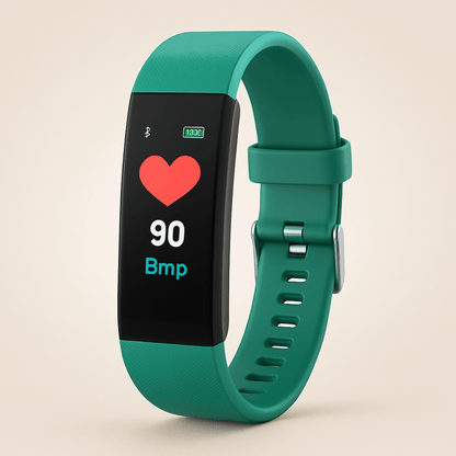 Senior fitness watch featuring a heart rate tracker and an easy-read LED display, designed for active seniors to monitor their health and fitness effortlessly. 8