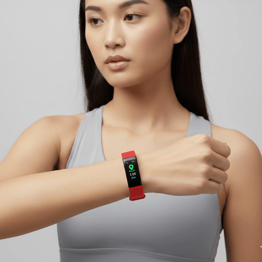 Senior fitness watch featuring a heart rate tracker and an easy-read LED display, designed for active seniors to monitor their health and fitness effortlessly. 9