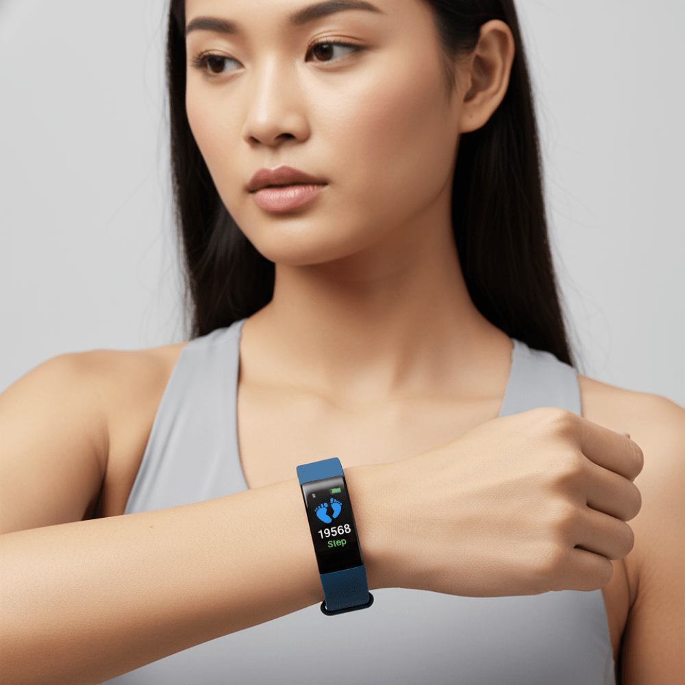 Senior fitness watch featuring a heart rate tracker and an easy-read LED display, designed for active seniors to monitor their health and fitness effortlessly. 0