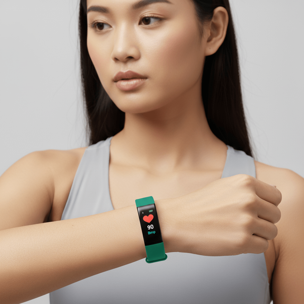 Senior fitness watch featuring a heart rate tracker and an easy-read LED display, designed for active seniors to monitor their health and fitness effortlessly. 7