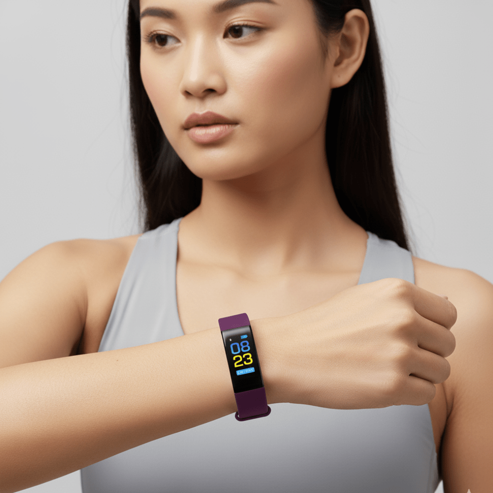 Senior fitness watch featuring a heart rate tracker and an easy-read LED display, designed for active seniors to monitor their health and fitness effortlessly. 5