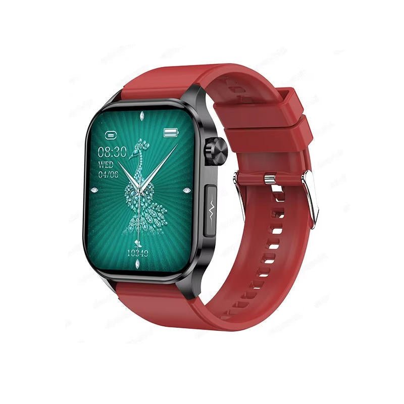 Senior smartwatch featuring a 2.04 AMOLED display, health monitoring capabilities, emergency SOS function, Bluetooth calling, and waterproof design, ideal for seniors' 6